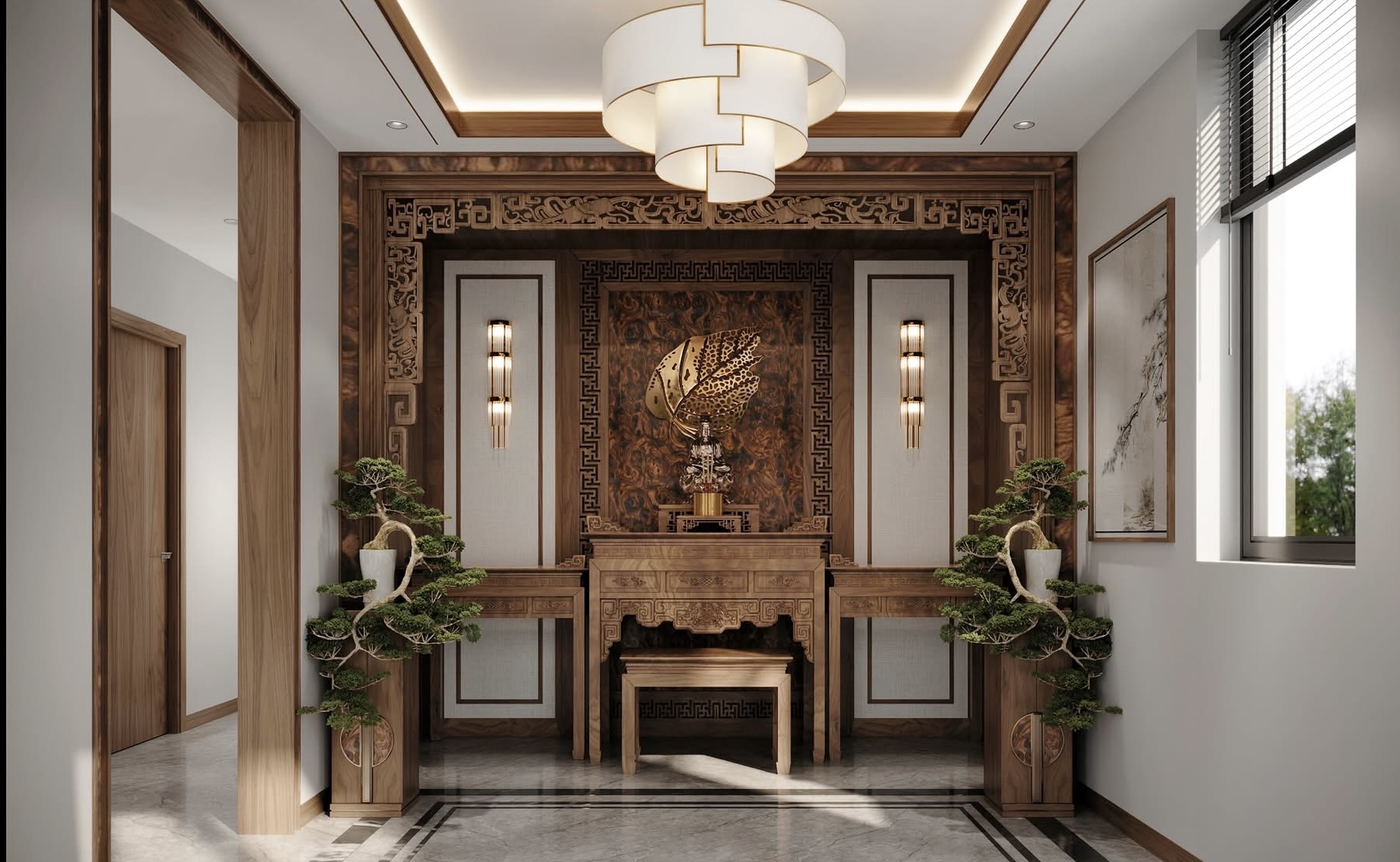 Mẫu thiết kế nội thất phòng thờ