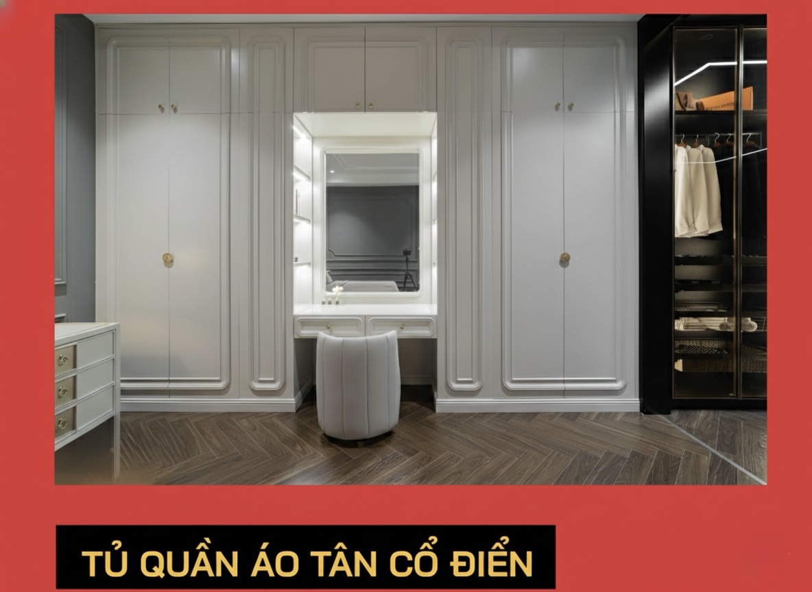 Mẫu tủ quần áo tân cổ điển đẹp