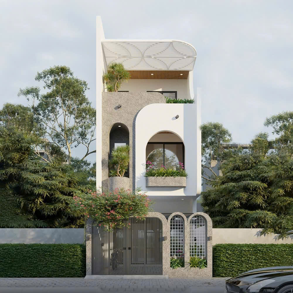 Nhà lệch tầng 1 trệt 2 lầu